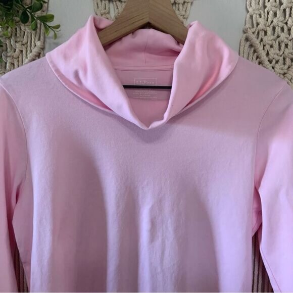 L.L. BEAN Women’s Pima 100% Cotton Cowl Neck Long Sleeve Tee Pink Size Medium - Picture 2 of 9